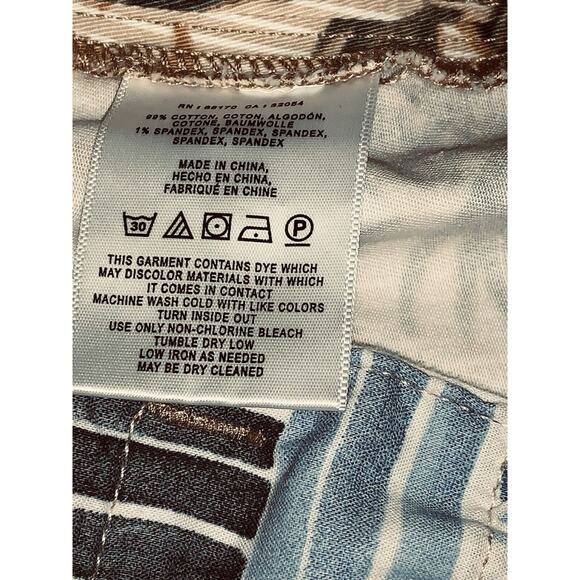 25P Chino by Anthropologie Tropical Bird Pants Dress Stripe Tan Relaxed Stretch - Picture 15 of 16